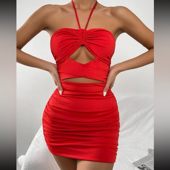 SHEIN Dresses & Skirts - Red Halter Red Dress